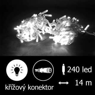 Světelný řetěz LED-PL-240-14M bílá/bk 14m, 240 LED, křížový konektor, VÝPRODEJ