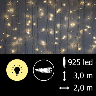Světelný závěs LED-PLS-3725-13 teplá bílá(do růžova)/bk 3m, 925 LED, křížový konektor VÝPRODEJ